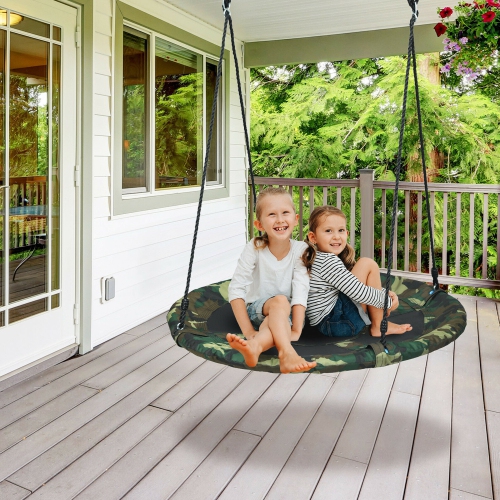 Gymax 40'' Flying Saucer Tree Swing Outdoor Play Set w/ Adjustable Ropes