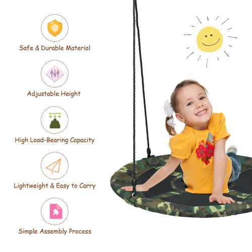 Gymax 40'' Flying Saucer Tree Swing Outdoor Play Set w/ Adjustable Ropes