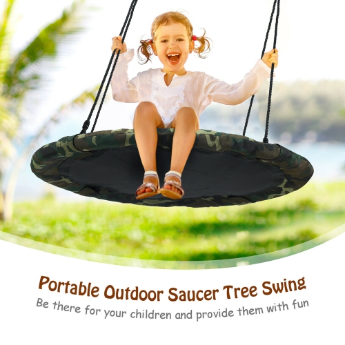 Gymax 40'' Flying Saucer Tree Swing Outdoor Play Set w/ Adjustable Ropes