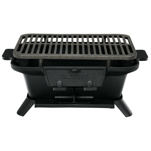 Gymax Heavy Duty Cast Iron Charcoal Grill Tabletop BBQ Grill Stove for Camping Picnic