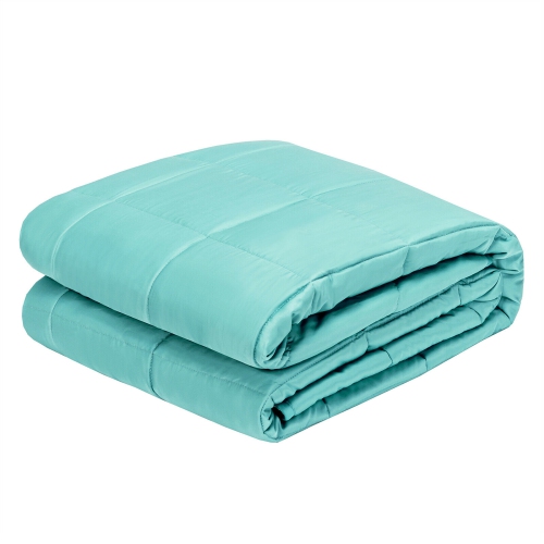 Gymax 15 lbs 48'' x 72'' Weighted Blanket w/ Bamboo Fabric Cover Blue/Green/Pink