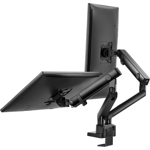 Amer Mounts Dual Articulating Heavy Duty Spring Monitor Arm For 15"-35" Monitors 12kg Max Weight per Screen - Clamp and Grommet Base Installation