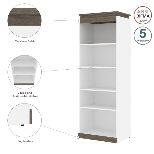Orion 30"W Shelving Unit - White & Walnut Grey