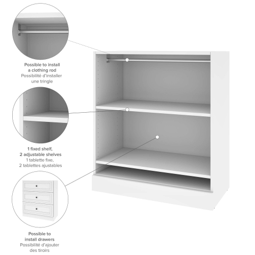 Versatile Low Storage Unit With Rod - White
