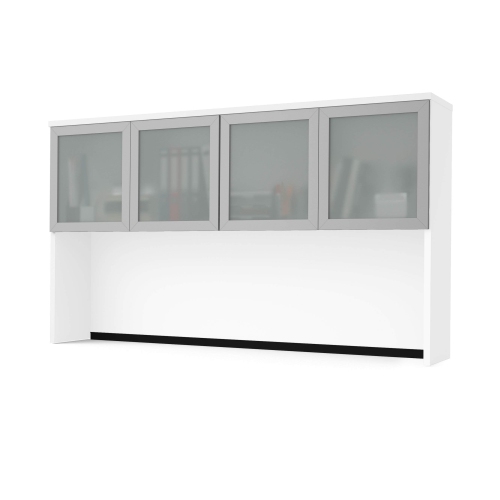 Pro-Concept Plus Desk Hutch with Frosted Glass Doors - White