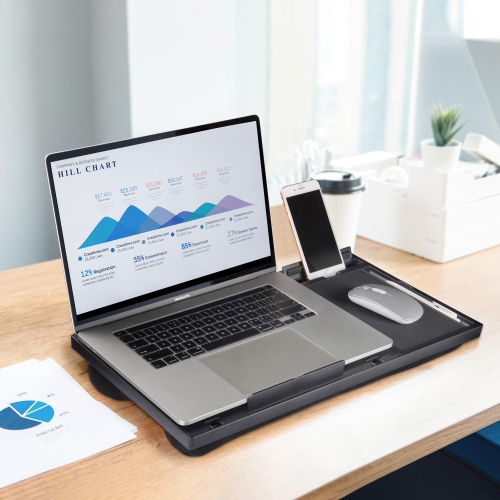 MOUSTACHE Adjustable Lap Desk with Device Ledge Mouse Pad Storage & Phone Slot for up to 15.6 inch Laptop Stand for Bed & Couch
