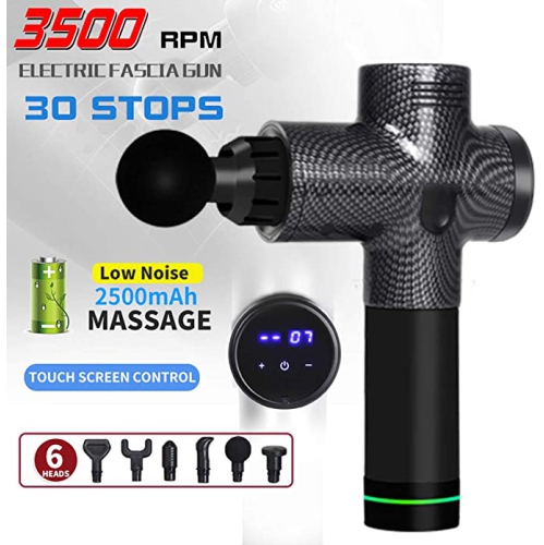 MKL Innovations ® Advanced Deep Tissue Gun Massager with 6 Massage Heads/ Case, 30 Speed High-Intensity Vibration/ LCD Touch Screen