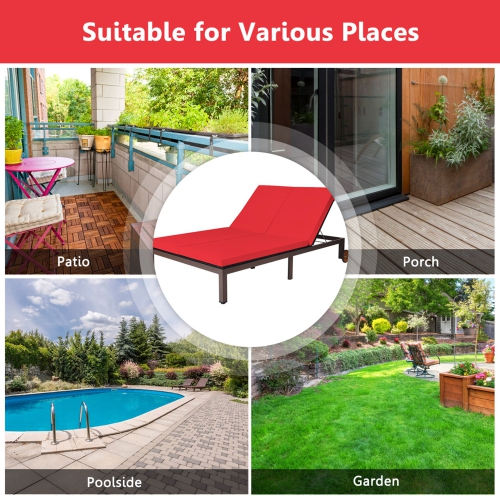 Chaise longueen rotin réglable pour 2 personnes avec roue à matelas Marque Gymax