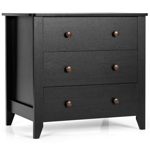 Gymax 3 Drawer Dresser Chest of Drawers Bedside Table for Living Room Bedroom