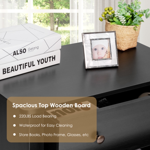 Gymax 3 Drawer Dresser Chest of Drawers Bedside Table for Living Room Bedroom