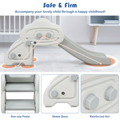 Gymax Baby Slide Indoor First Play Climber Slide Set for Boys Girls Blue/Gray