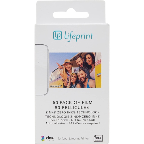Lifeprint 50 Pack of Film for Lifeprint Augmented Reality Photo and Video Printer. 2x3 Zero Ink Sticky Backed Film