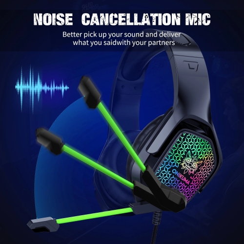 WINGOMART X3 Gaming Headset Over-ear 3.5mm LED Light Stereo Bass Game Headphones with Mic for PC Laptop Gamer Xbox One, PS5, PS4, PC, Nintendo Switch