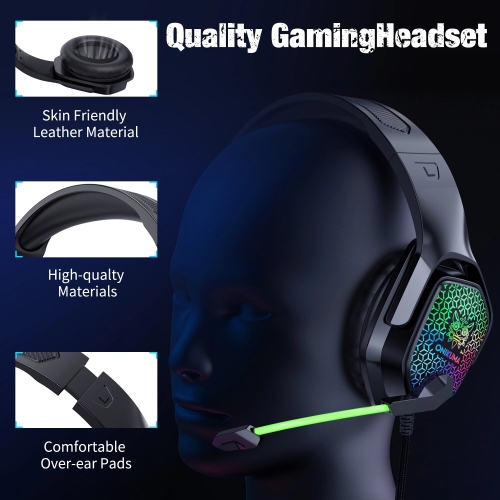 WINGOMART  X3 Gaming Headset Over-Ear 3.5MM Led Light Stereo Bass Game Headphones \w Mic for PC Laptop Gamer Xbox One, Ps5, Ps4, PC, Nintendo Switch