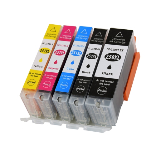 toner4u - 5 ink Compatible PGI-250XL,CLI-251XL Ink Cartridges for Canon PGI250XL/CLI251XL