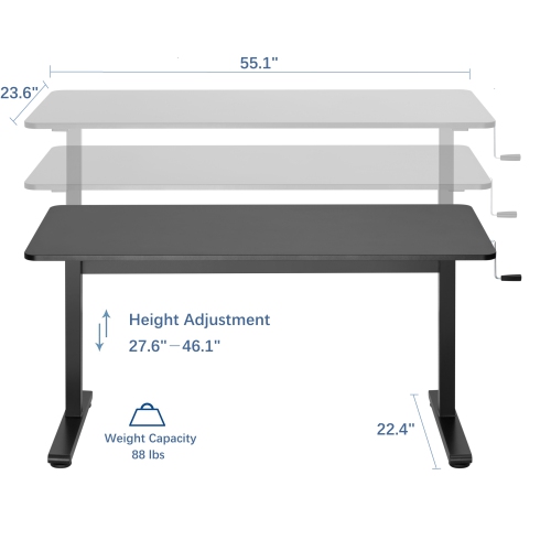 Uplite Hand Crank Stand Up Desk Ergonomic Manual Height Adjustable Standing Table