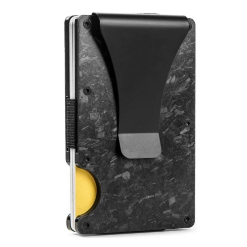 Portefeuille/porte-cartes mince et minimaliste en carbone forgé avec pince à billets, anti-RFID