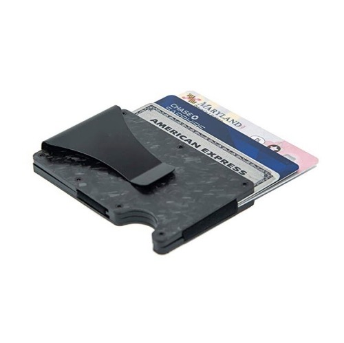 Portefeuille/porte-cartes mince et minimaliste en carbone forgé avec pince à billets, anti-RFID