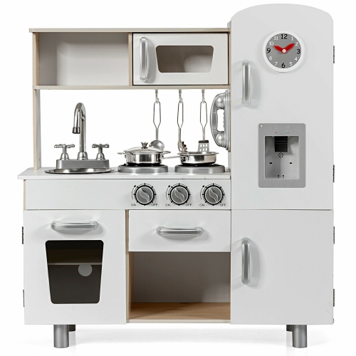 Gymax Vintage Play Kitchen Pretend Kids Cooking Playset Toys w/Water Dispense