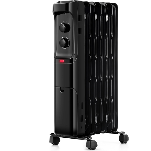 Gymax 1500W Oil Filled Radiator Heater Space Heater w/ 3 Heat Settings Black/White