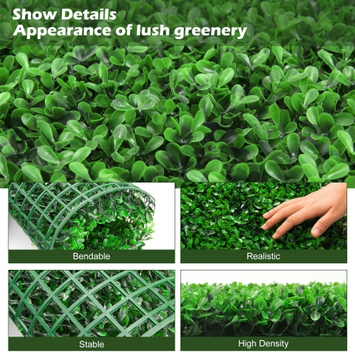 Gymax 12Pcs Artificial Peanut Leaf Hedges Panels 20'' x 20'' Fence Wall Plant