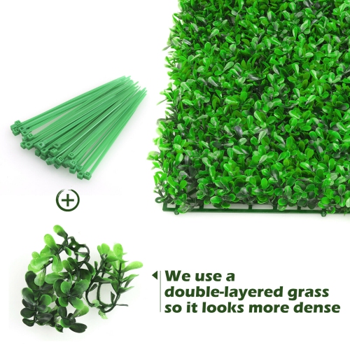 Gymax 12Pcs Artificial Peanut Leaf Hedges Panels 20'' x 20'' Fence Wall Plant