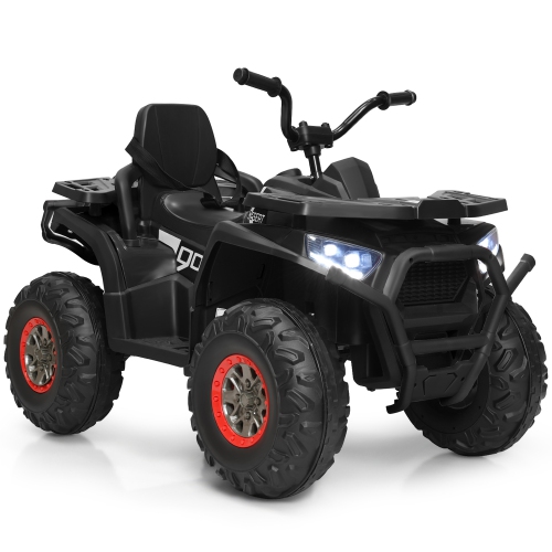 GYMAX  12V Electric Kids Ride On Car Atv 4-Wheeler Quad W/ Led Light /white In Black/red