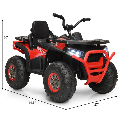Gymax 12V Electric Kids Ride On Car ATV 4-Wheeler Quad w/ LED Light Black/Red/White