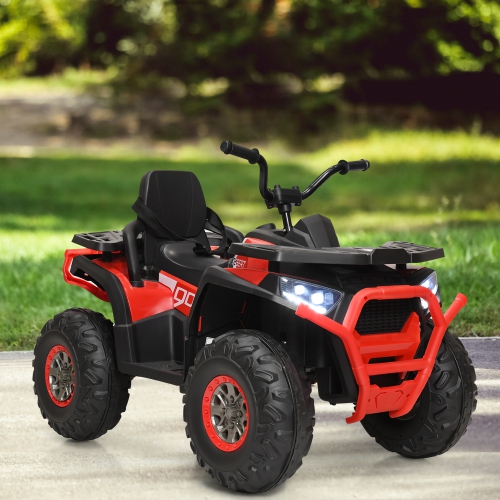 Gymax 12V Electric Kids Ride On Car ATV 4-Wheeler Quad w/ LED Light Black/Red/White