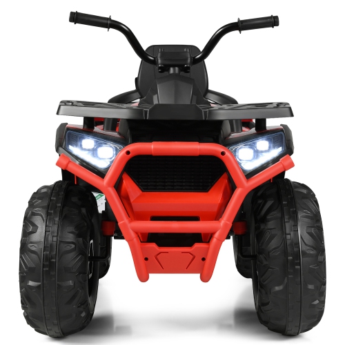 Gymax 12V Electric Kids Ride On Car ATV 4-Wheeler Quad w/ LED Light Black/Red/White