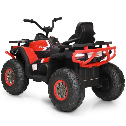Gymax 12V Electric Kids Ride On Car ATV 4-Wheeler Quad w/ LED Light Black/Red/White
