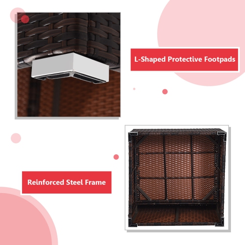 Gymax 4PCS Rattan Patio Conversation Furniture Set Yard Outdoor w/ Red Cushion