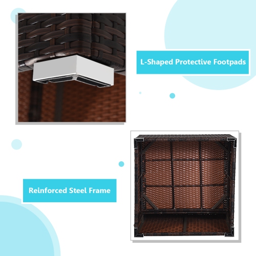 Gymax 4PCS Rattan Patio Conversation Furniture Set Yard Outdoor w/ Turquoise Cushion