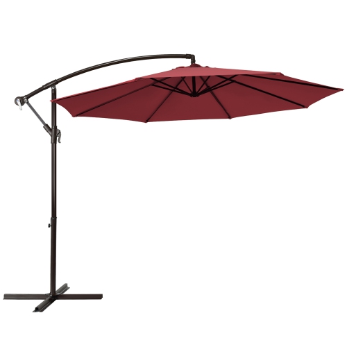 Gymax 10 ft Patio Cantilever Offset Umbrella Yard Garden Outdoor w/ 8 Ribs