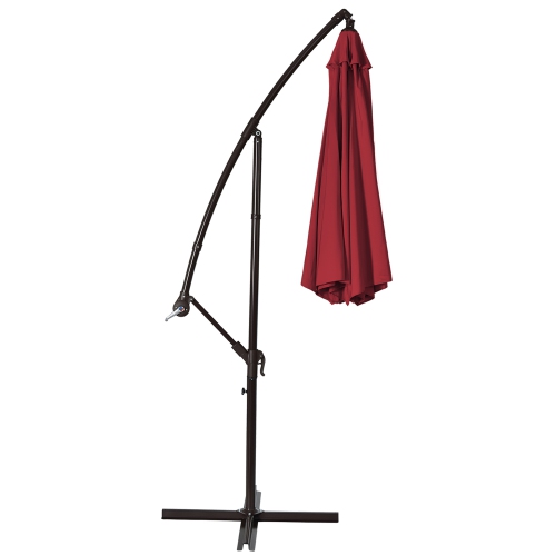 Gymax 10 ft Patio Cantilever Offset Umbrella Yard Garden Outdoor w/ 8 Ribs