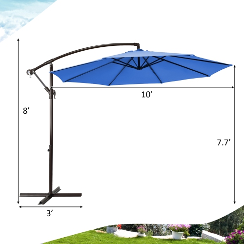 Gymax 10 ft Patio Cantilever Offset Umbrella Yard Garden Outdoor w/ 8 Ribs