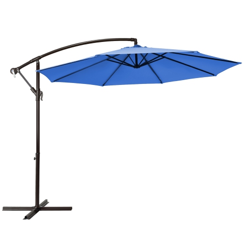 Gymax 10 ft Patio Cantilever Offset Umbrella Yard Garden Outdoor w/ 8 Ribs