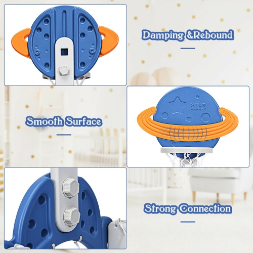 Gymax 3 in 1 Kids Basketball Hoop Set Adjustable Sports Activity Center w/ Balls Blue