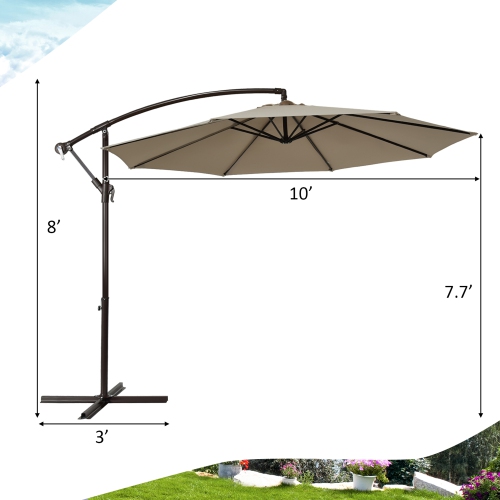 Gymax 10 ft Patio Cantilever Offset Umbrella Yard Garden Outdoor w/ 8 Ribs