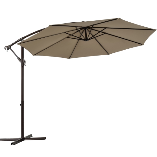 Gymax 10 ft Patio Cantilever Offset Umbrella Yard Garden Outdoor w/ 8 Ribs