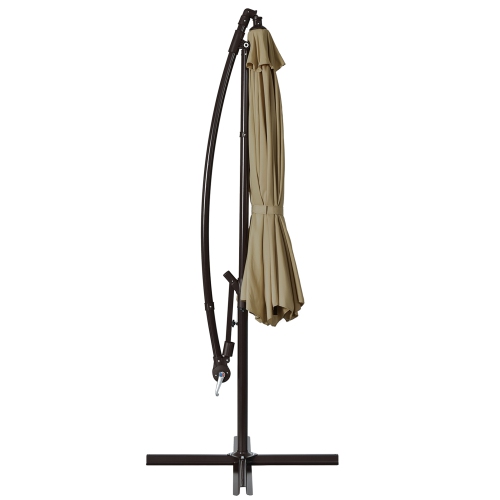 Gymax 10 ft Patio Cantilever Offset Umbrella Yard Garden Outdoor w/ 8 Ribs