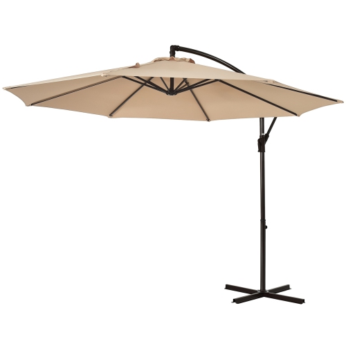 Gymax 10 ft Patio Cantilever Offset Umbrella Yard Garden Outdoor w/ 8 Ribs