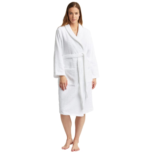 CANADIAN LINEN  Terry Cloth Bathrobes for Women 100% Cotton Robes Soft Women Bathrobe Towel Spa Robe Adult Hotel Robe Warm Bathrobe (White, Large)