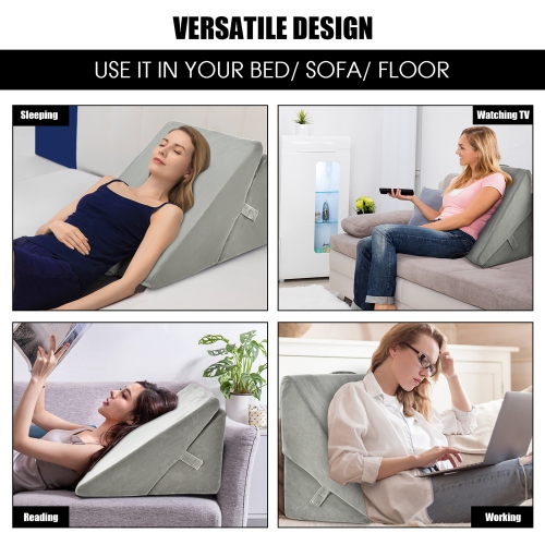 Costway Bed Wedge Pillow Adjustable Memory Foam Reading Sleep Back Support