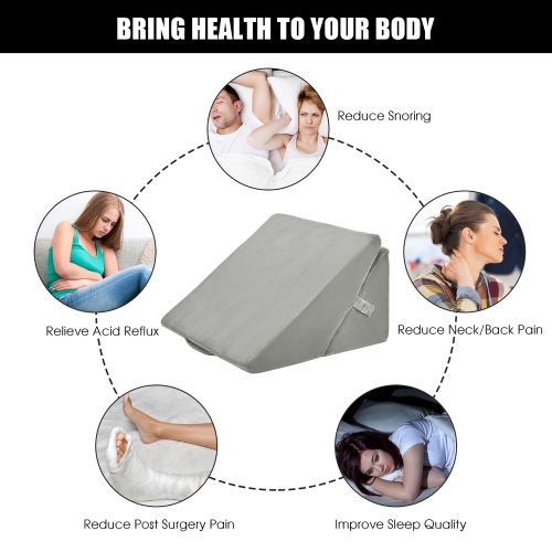 Costway Bed Wedge Pillow Adjustable Memory Foam Reading Sleep Back Support