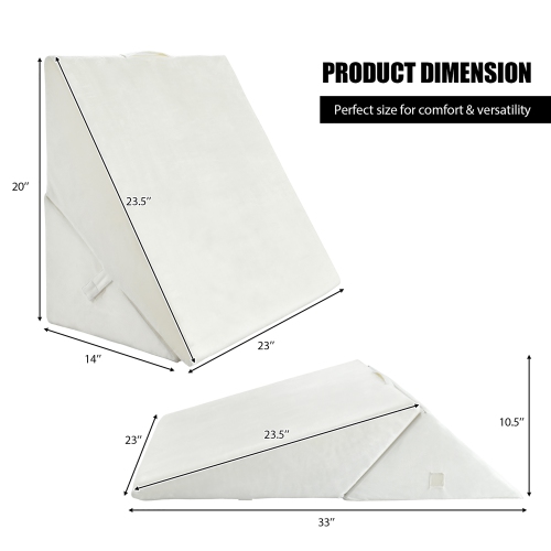 Costway Bed Wedge Pillow Adjustable Memory Foam Reading Sleep Back Support