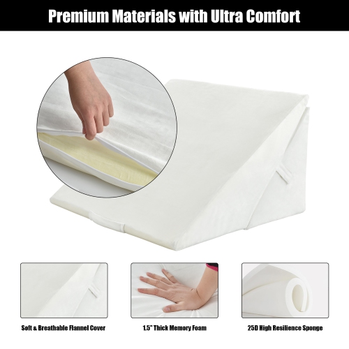 Costway Bed Wedge Pillow Adjustable Memory Foam Reading Sleep Back Support