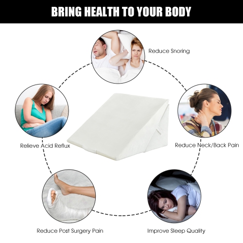 Costway Bed Wedge Pillow Adjustable Memory Foam Reading Sleep Back Support