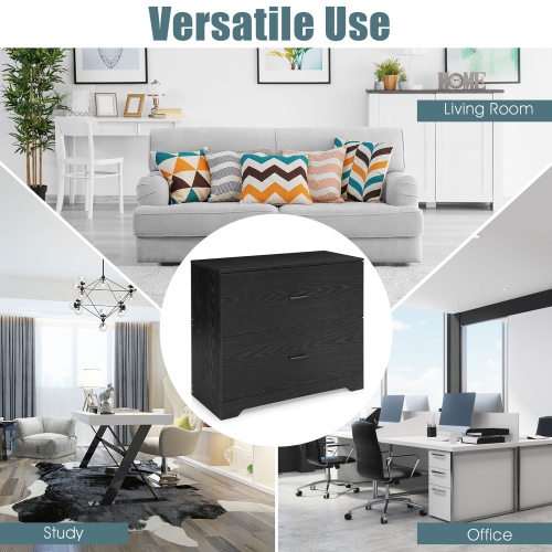 Costway 2-Drawer Lateral File Cabinet w/Adjustable Bars for Home Office Black