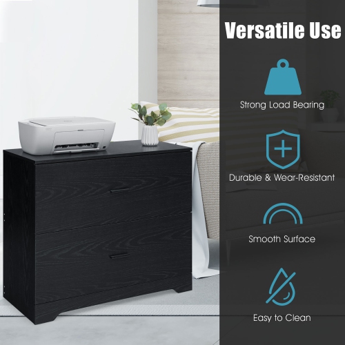 Costway 2-Drawer Lateral File Cabinet w/Adjustable Bars for Home Office Black